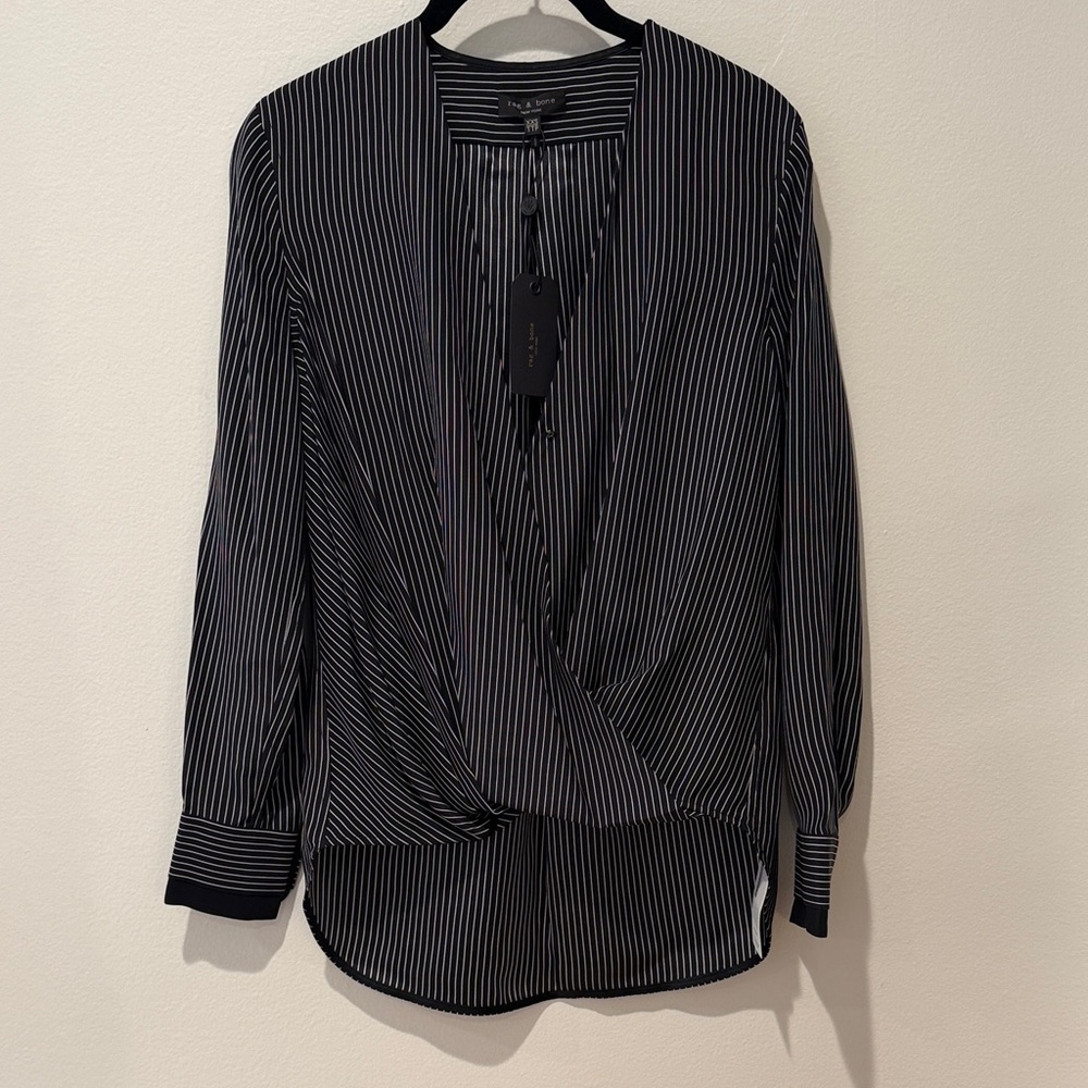 rag & bone Pinstripe Black Blouse